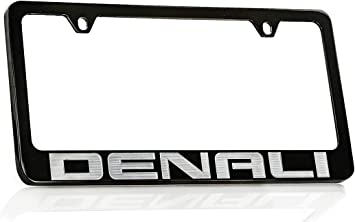 GMC Denali Black Coated Metal License Plate Frame Holder