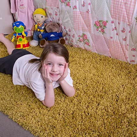 The Rug House Ontario Ochre Yellow Bedside Bedroom Floor Shaggy Shag Fluffy Thick Warm Deep Area Rug