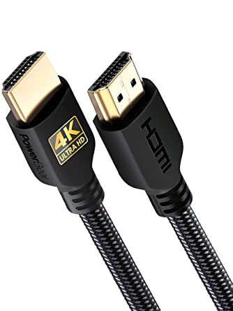PowerBear 4K HDMI Cable 1 ft | High Speed, Braided Nylon & Gold Connectors, 4K @ 60Hz, Ultra HD, 2K, 1080P & ARC Compatible | for Laptop, Monitor, PS5, PS4, Xbox One, Fire TV, Apple TV & More