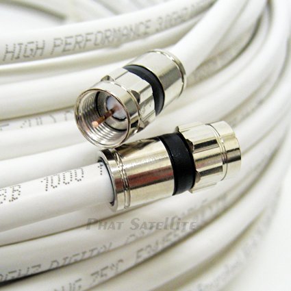 200ft WHITE Perfect Vision Solid Copper UL CM CL2 rated for in wall installation 3ghz 75 Ohm Coaxial Rg6 Directv, Dish Network, Digital Cable Tv Video Cable with PPC Compression Rg6 Fittings