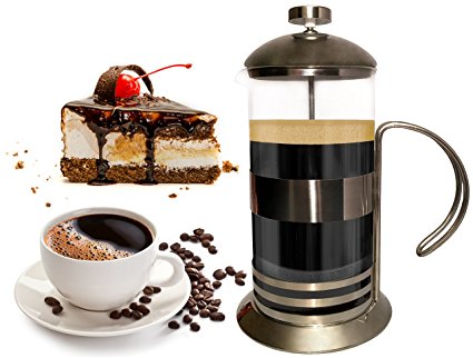Gear Ultimate French Press: 8 Cup/4 Mug/34 Oz Coffee Tea Espresso Maker, Plunger, Press Pot, Cafetiere, with Stainless Steel & Heat Resistant Glass