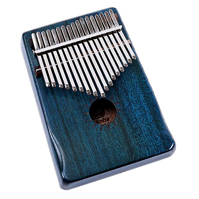 Walter.D Mahogany Tone Wood Kalimba, Professional 17 Keys Acoustic Finger Thumb Piano Music Gift(Ocean Blue)