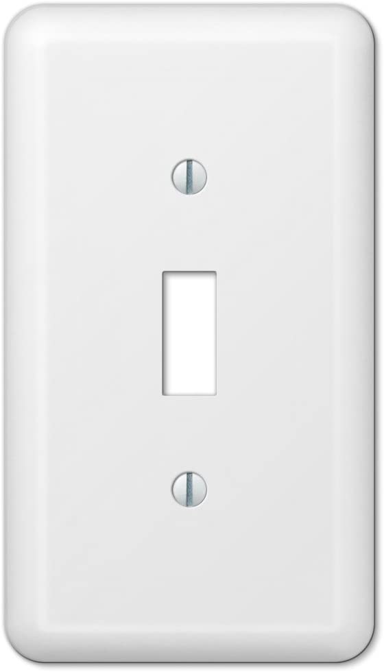 White Metal Single Toggle Switch Wall Plate Cover Enamel Finish
