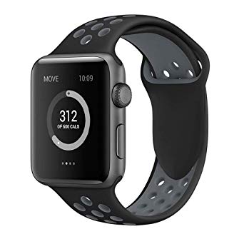 Silicone Band Compatible Apple Watch Band Sports 38mm /40mm 42mm/44mm Sport Strap Replacement Bracelet Wristband Apple Watch Series 4/3/2/1, Nike ,S/M Size
