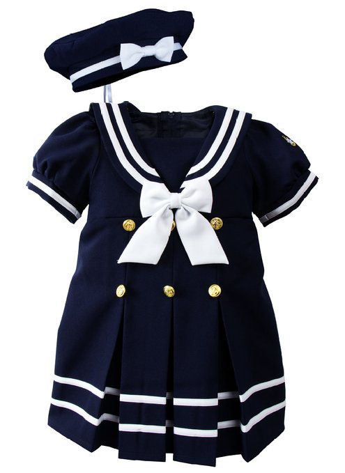 Baby Toddler Girls Nautical Sailor Dress with Hat
