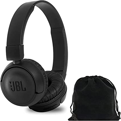 JBL T460BT - On-Ear Wireless Bluetooth Headphones, Extra Bass with 11 Hours Playtime & Mic - Includes Velvet Pouch Carrying Bag - (Black)