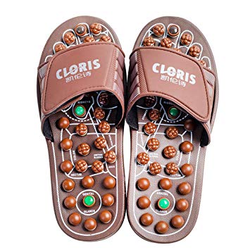 CLORIS Foot Massagers Acupressure Massage Slippers, Powerful Natural Stone Acupoint Massage Slippers Shoes for Men Women ((Men size 8-10, Women size 9-12))