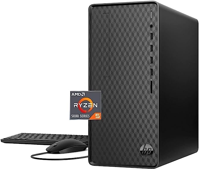 HP High Performance Business Desktop Tower, AMD Ryzen 5 5600G Processor, AMD Radeon Graphics, 64GB DDR4 RAM, 2TB SSD, 2TB HDD, Wired Keyboard and Mouse Combo, Windows 11 Home, Dark Black