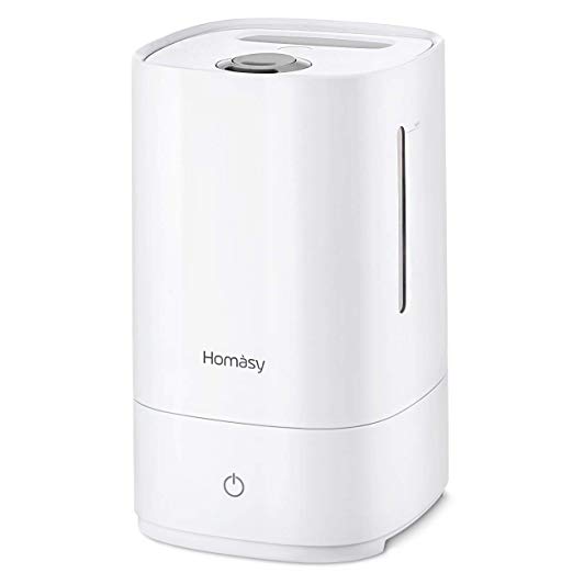 Homasy Cool Mist Humidifier, 4.5L Whisper-quiet Germ Free Air Humidifiers for Baby Bedroom with Oil Diffuser Nozzle, Auto Shut-off, Night Light, 30h Working Time, Easy to Clean Ultrasonic Humidifier