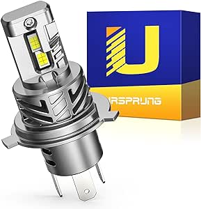 Ursprung H4/9003/HB2 Bulb for Motorcycle, 11000LM 600% Super Bright, Plug-N-Play 1:1 Size Halogen, 6500K Cool White 24 CSP Chips, Pack of 1