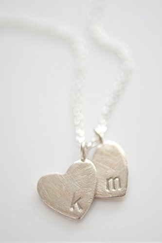 Sterling Silver Heart Initial Necklace , Initial Heart Necklace , Personalized