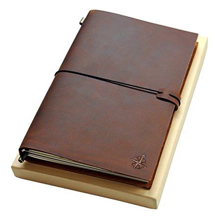 Large Leather Journal | The Wanderings Grande Refillable Travel Notebook | Perfect for Writing, Sketching, Scrapbooks, Gift for Men or Women, Travelers, Extra Large | Blank Inserts 11x7.5 inches A4