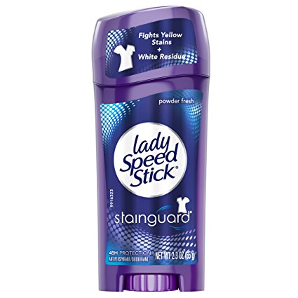 Lady Speed Stick Antiperspirant Deodorant, Stainguard, Powder Fresh - 2.3 oz (6 Pack)