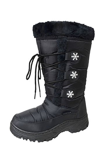 Happy Bull Women's Snow Winter Water Resistant Lace-up Comfort Durable Warm Boots Black (A-Marley-03)