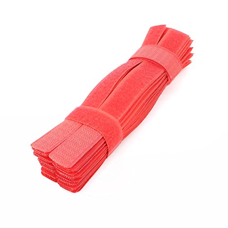 Pasow 50pcs Cable Ties Reusable Fastening Wire Organizer Cord Rope Holder for Laptop PC TV 7 Inch - Red