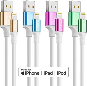 Miger 4 Color Fast Charging Cable,4Pack 1.8m Lightning to USB A Cable & Sync Charger Data Cable Compatible with iPhone