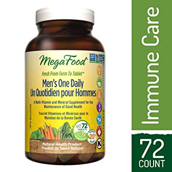 MegaFood - Men's One Daily, Multi-Vitamin Support for Good Health and Normal Immune Function, Zinc and B Vitamins, 72 Tablets