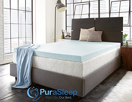 PuraSleep 3" Perfect Temp Gel Cooled Memory Foam Mattress Topper – Made In The USA – 3-Year Warranty