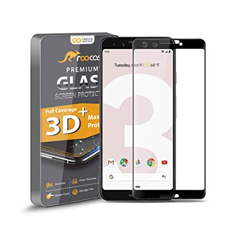 Google Pixel 3 Screen Protector, rooCASE Full Coverage Tempered Glass Screen Protector for Google Pixel 3 5.5 Inch - 3D Edge to Edge Coverage, 9H Hardness, Premium Clarity, Scratch-Resistant