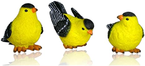 BANBERRY DESIGNS Goldfinch Bird Figurines Set of 3 Styles Birds Decoration 3" High