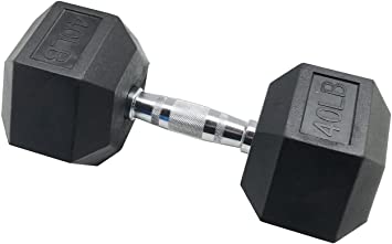 BalanceFrom Rubber Encased Hex Dumbbell in Pairs, Singles or Set with Rack