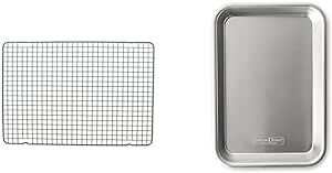 Nordic Ware 43343 Oven Safe Nonstick Baking & Cooling Grid (1/2 Sheet), One Size, Steel & 1/8 Sheet Pan, 1-Pack, Aluminum