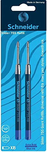 Schneider Slider 755 XB Ballpoint Pen Refill, Blue, Pack of 2 (175693)