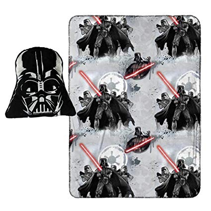 Star Wars Darth Vader Nogginz Character Pillow with 40" x 50" Travel Blanket Gift Set