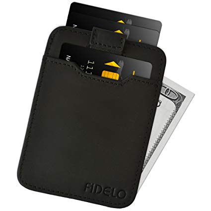 Minimalist Wallet Credit Card Holder – FIDELO Mens Slim Wallet - RFID Blocking   Full Grain Genuine Leather