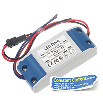 Chanzon LED Driver 600mA (Constant Current Output) 18V-34V (In: 85-277V AC-DC) (6-10)x3W 18W 20W 21W 24W 27W 30W Power Supply 600 mA Lighting Transformer for High Power 20 W COB Chips (Plastic Case)