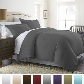 Beckham Hotel Collection® Luxury Soft Brushed 1800 Series Microfiber 3 Piece Duvet Cover Set - Full/Queen, Gray