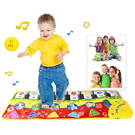 Pawaca Touch Play Keyboard, Music Singing Gym Carpet Mat for Baby Toddler Piano Keyboard Floor Mat Carpet Funny Play Blanket for Kids Baby