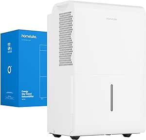 hOmeLabs 4,500 Sq. Ft WiFi-Enabled Energy Star Dehumidifier - Powerful Humidity Control for Large Rooms & Basements - Robust Moisture Removal 50 pint (Previously 70 Pint) HME031003N