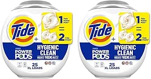 Tide Hygienic Clean Heavy Duty 10x Free Power PODS Laundry Detergent, 25 count, Unscented, For Visible and Invisible Dirt (Pack of 2)