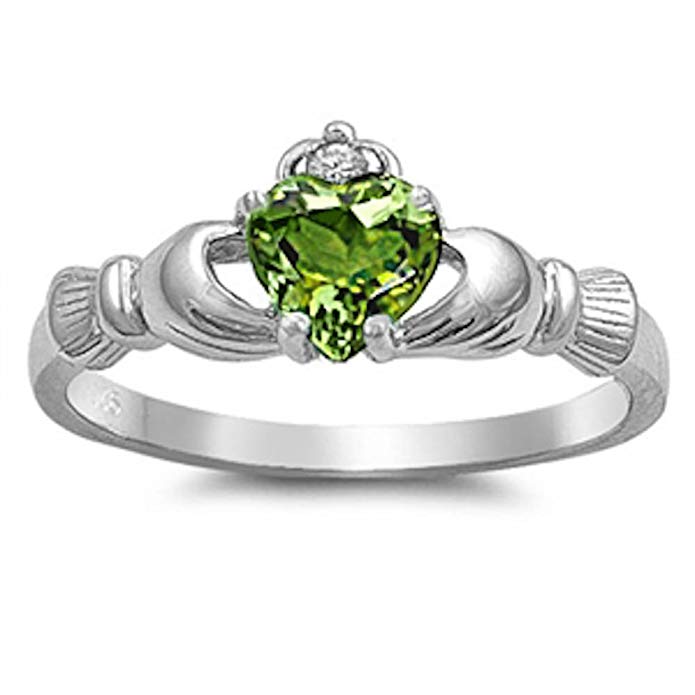 Oxford Diamond Co Sterling Silver Irish Claddagh Simulated Gemstone Promise Ring Available