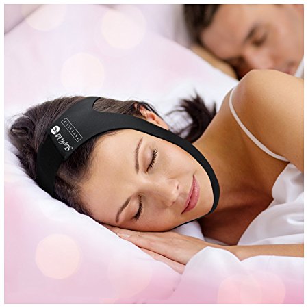 SleepWell Pro Adjustable Stop Snoring Chin Strap (Black, Fits Most)