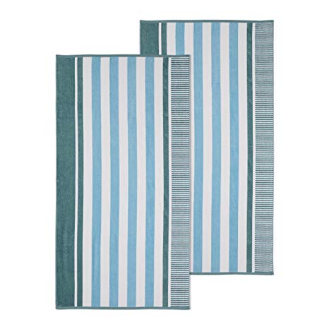 Superior 100% Cotton 550 GSM, Soft, Plush and Highly Absorbent Checkered Textured Oversized Beach Towel (Set of 2)