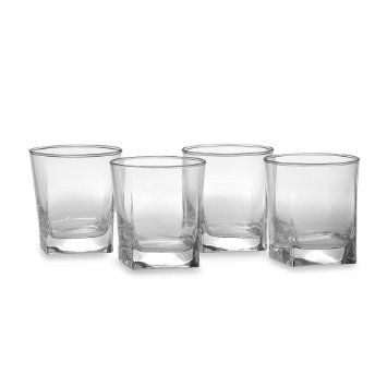 Red Series 10 oz. Square Double Old Fashioned Glass (Set of 4)
