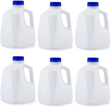 Cornucopia 32-Ounce Plastic Jugs (6-Pack); 1-Quart Bottles with Caps for Juice, Water, Sports and Protein Drinks and Milk, BPA-Free