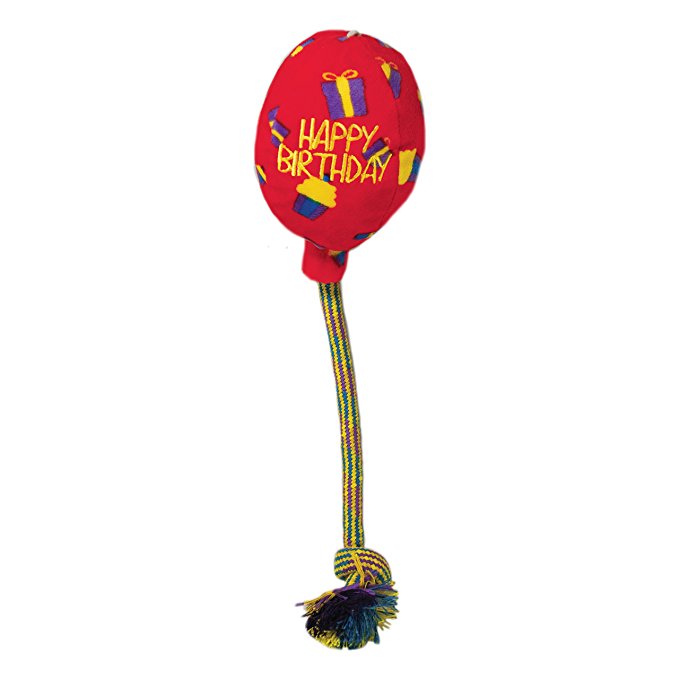 KONG Occasions Birthday Balloon Red Dog Toy, Medium