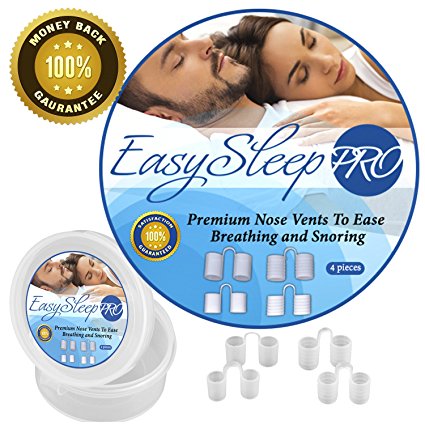EasySleep Pro Anti Snoring Solution Nose Vents Set with Travel Case (4-Pair)