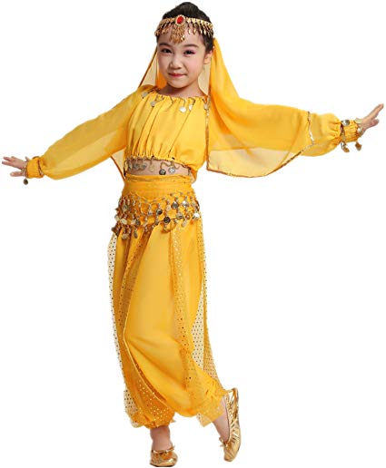 MUNAFIE Children Belly Dance Costumes Fancy Party Cosplay Costumes Halloween Dance Sets