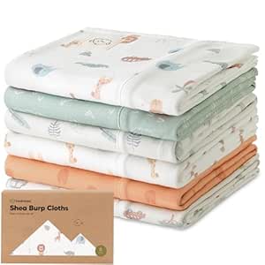 Organic Burp Cloths Baby Girl, Boy - 6-Pack Large Baby Burp Cloths, Super Absorbent Burping Cloths for Babies, Soft & Plush Cotton Burp Cloth, Spit Up Burp Rags, Newborn Burp Clothes (Wilderness)