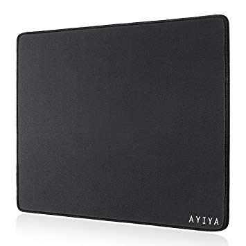 AYIYA Mouse Pad Small Size Gaming Mouse Mat Computer Mousepad with Stitched Edges, Non-Slip Rubber Base, Water-Resistant, Anti-Fray Surface (Black, Small, 10.2"X8.3")