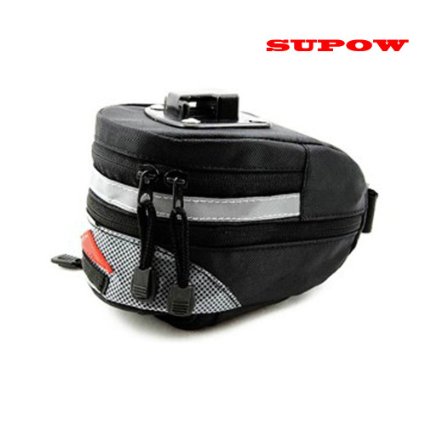 SUPOW® Saddle Bag, Outdoor Tube Triangle Phone Bag Strap-On Seat Bag Front Saddle Frame Pouch Pack Bike Accessory with Buckle-Black