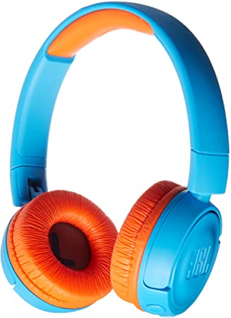 JBL Jr 300BT On-Ear Wireless Bluetooth Headphones for Kids with 85dB Sound Limit for Safe Listening - Blue/Orange