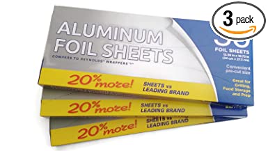 Aluminum Foil Sheets, 30 Sheets 13.39" X 10.75" (3) Pack