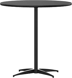 Flash Furniture Lars Black 30'' Round Wood Cocktail Table with 30'' and 42'' Columns