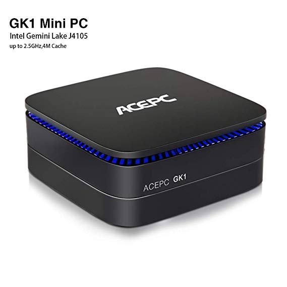 ACEPC GK1,Mini PC Intel Gemini Lake Celeron J4105 Windows 10(64 bit) Desktop Computer [4K@60fps/4GB DDR4/32GB/Support 2.5" SSD/M.2 SSD(up to 512GB)/Dual Wi-Fi/Gigabit Ethernet]
