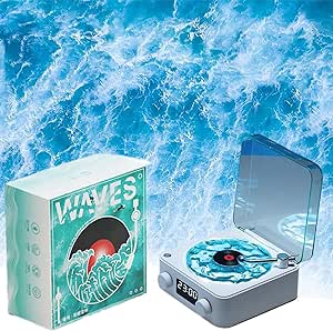 The Waves Vinyl Player,2024 New Bluetooth Vinyl Record Player,Waves Retro Vinyl Record Player with Adjustable Lights for Bedroom, Office, Party (Blue)